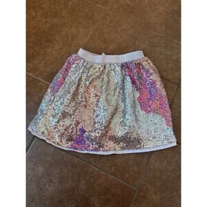 H&M girls sequin skirt pink and silver 6
